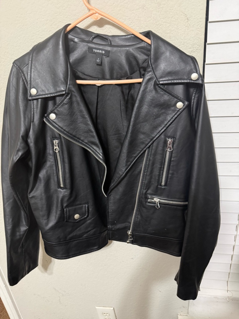 Torrid Black Faux Leather Jacket with Notched Collar